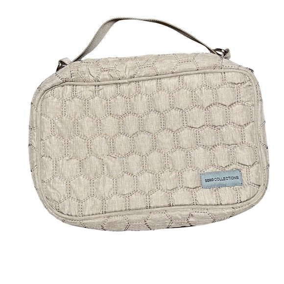 Soho Diaper Bag Tan Neutral Quilted Carrying Strap Small Travel - Picture 3 of 6